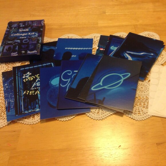 Neon Blue Aesthetic Wall Collage Kit, 50 pcs - Picture 1 of 10